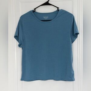 Athleta Ribbed Tencel Modal Tee Blue Short Sleeve Crewneck Top Size Large